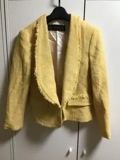 【ZARA BASIC/ザラ】ツイードジャケット/S★イエロー★レディース