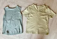 GU グリーンとイエローの半袖Tシャツ2点セット
