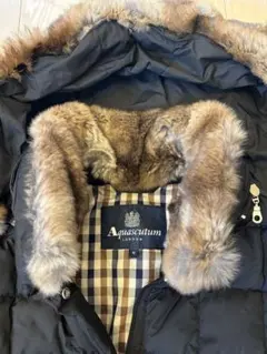 Aquascutum ブラックダウンジャケット フード付き