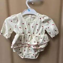 ハート柄フリルワンピース 120 ロンパース プティマイン petit main