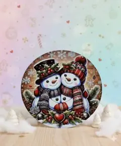クリスマス　インテリア　プレート　木製　雪だるま　スノーマン　キュート　パーティ