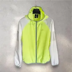 adidas 蛍光イエロー ウィンドブレーカー L レディース 軽量 反射ライン
