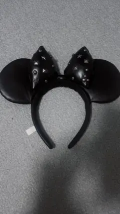 スタッズ付き黒ミッキー耳カチューシャ