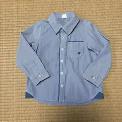 青　ストライプ　長袖シャツ 120