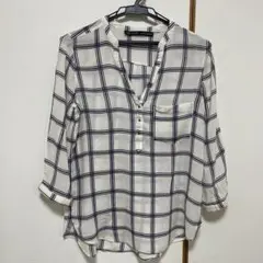 ZARA BASIC チェック柄五分袖シャツ