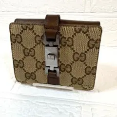 GUCCI GGキャンバス 二つ折り財布 ジャッキー ベージュ