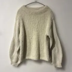 ガリャルダガランテ 異素材ミックスシャギーニット ケーブルニット アイボリー