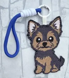 ハンドメイド 刺繍 ヨークシャテリア ひょっこり ミニリュック型ポーチ