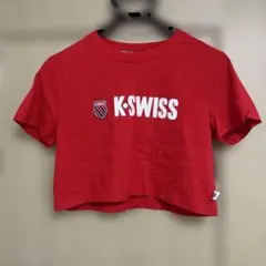 Forever21　K-SWISS　半袖Tシャツ　赤　クロップド丈　Sサイズのサムネイル