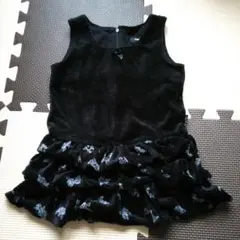 COMME CA ISM 黒 フリル付き　チュニック　ワンピース 90