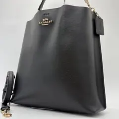 美品✨コーチ ショルダーバッグ 2way モリー バケット シボ革 ブラック