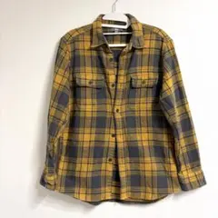 UNIQLO MENヘビーフランネルチェックシャツ イエロー グレー チェック柄