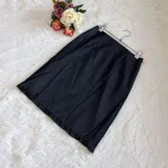 美品✨メイクレット（W64 M）ひざ丈 スカート 裾フリル グレー 洗える通勤のサムネイル