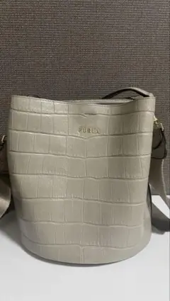 FURLA ショルダーバッグ クロコ型押し グレーのサムネイル