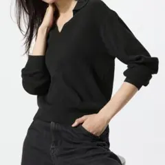 UNIQLO　ウォッシャブルニットリブポロセーター