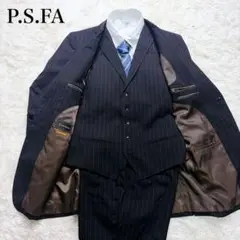 【美品】P.S.FA 3ピース スーツ セットアップ ピンストライプ 黒 Y7のサムネイル