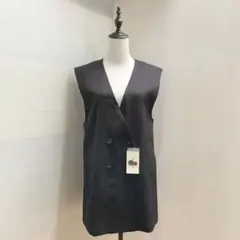 タグ付き新品 М ブラック ダブル テーラードベスト ビザビ 定価5940円