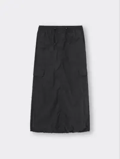 GUジーユー★テックカーゴロングスカートLブラック新品