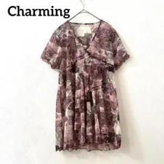 Charming チャーミング　ニュースペーパー柄シアートップス メロウフリルのサムネイル