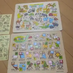 木製動物とアルファベットの木のジグソーパズル