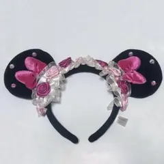 TDR ディズニー カチューシャ ミニー 薔薇 レース