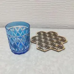 【手始め ぐい呑み ブルー】約76mL ☆切子細工 切子雑貨 手磨き 切子 食器