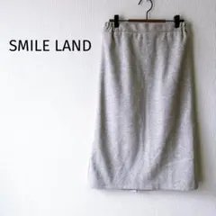 新品【スマイルランド】ロングスカート L グレー スウェット調 スリット 秋冬
