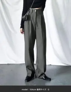 太ベルトハイウエストウールライクカラータックスラックス