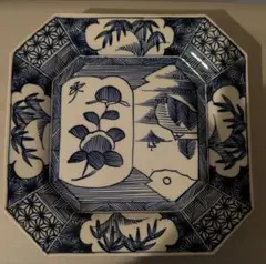 古伊万里　染付　隅切角皿　大皿