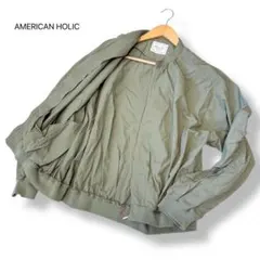 アメリカンホリック ギャザーブルゾン 撥水 春ライトアウター L カーキ 羽織り