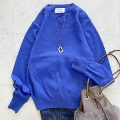 美品　グリーンレーベルリラクシング　カシミヤ クルーネック プルオーバーニット