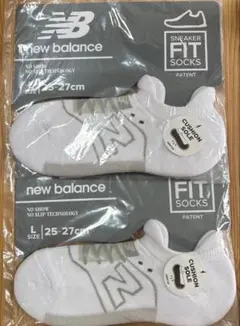 【2足】ニューバランス 白 スニーカー柄パイルソックス L 25-27cm