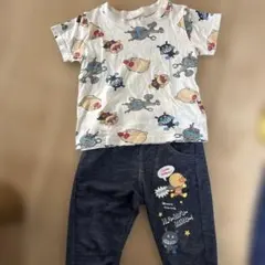 アンパンマン プリント Tシャツとデニムパンツ セット