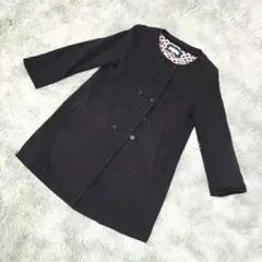 ロペピクニック ノーカラージャケット M ネイビー ロング丈 上品 オフィス