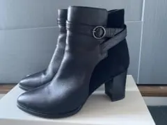 DIANA レザー✖️スエードブラックショートブーツベルト付き 23.5ダイアナ