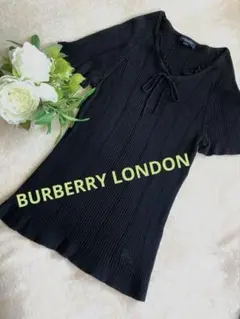 BURBERRY LONDONリブ編み ブラック 半袖 トップスサイズ4