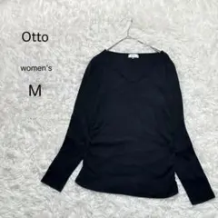 【Otto】トップス 長袖カットソー【M】黒 Vネック シンプル オフィス