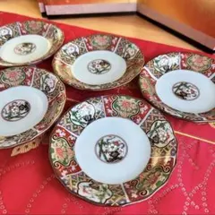 【未使用品】有田焼　仁祥窯　錦古伊万里　松竹梅小皿揃　5枚セット　間取絵　金彩のサムネイル