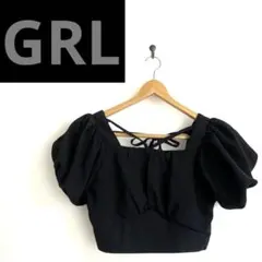 美品　グレイル　ブラックパフスリーブクロップドトップ Sサイズ