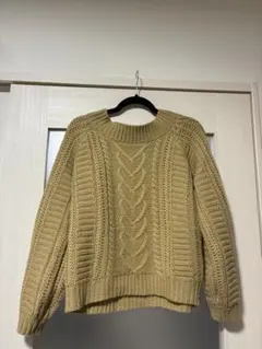 【INGNI】ケーブル編みニット　Vネック　長袖　セーター　ベージュ　M 厚手