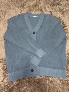 GU リブ編み カーディガン Lサイズ ブルー