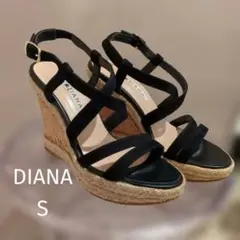【美品】DIANA ブラック ウェッジソール サンダル Sサイズ
