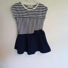 KUMIKYOKU ストライプ 半袖ワンピース SS