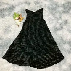 Pyumosso ピューモッソ (L) ドット柄 ノースリーブワンピース 黒