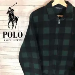 ラルフローレン メンズフリースジャケット チェック柄スイングトップジャケット