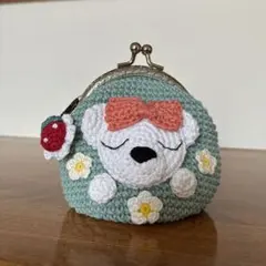 ハンドメイド かぎ編みミニがま口ポーチ 小銭入れ モチーフ編み