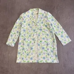 coquille シルク混 花柄 七分袖 ロングジャケット 総柄 平成 y2k