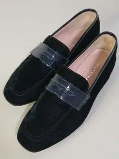 極美品☆ CORSO ROMA 9 ベルベット コインローファー 深緑 36