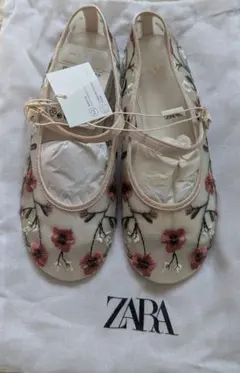 ZARA KIDS 刺繍入りバレエシューズ　19.5cm