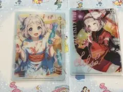 葛城リーリヤ 学マス ガム トレーディングクリアカード　冠菊　2点セット